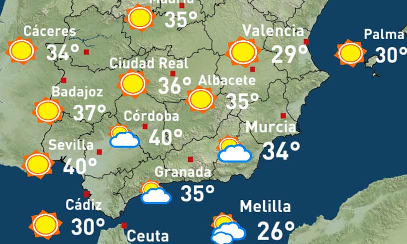 Resultado de imagen de weather map of Melilla