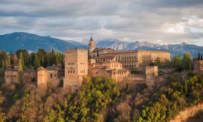 Panorama view of Alhambra palace, Granada, Spain